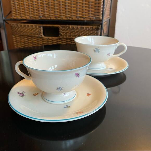 Pickard China Edgerton LORRAINE (2) Cup & Saucer Sets USA Made RARE, VINTAGE - Picture 2 of 7